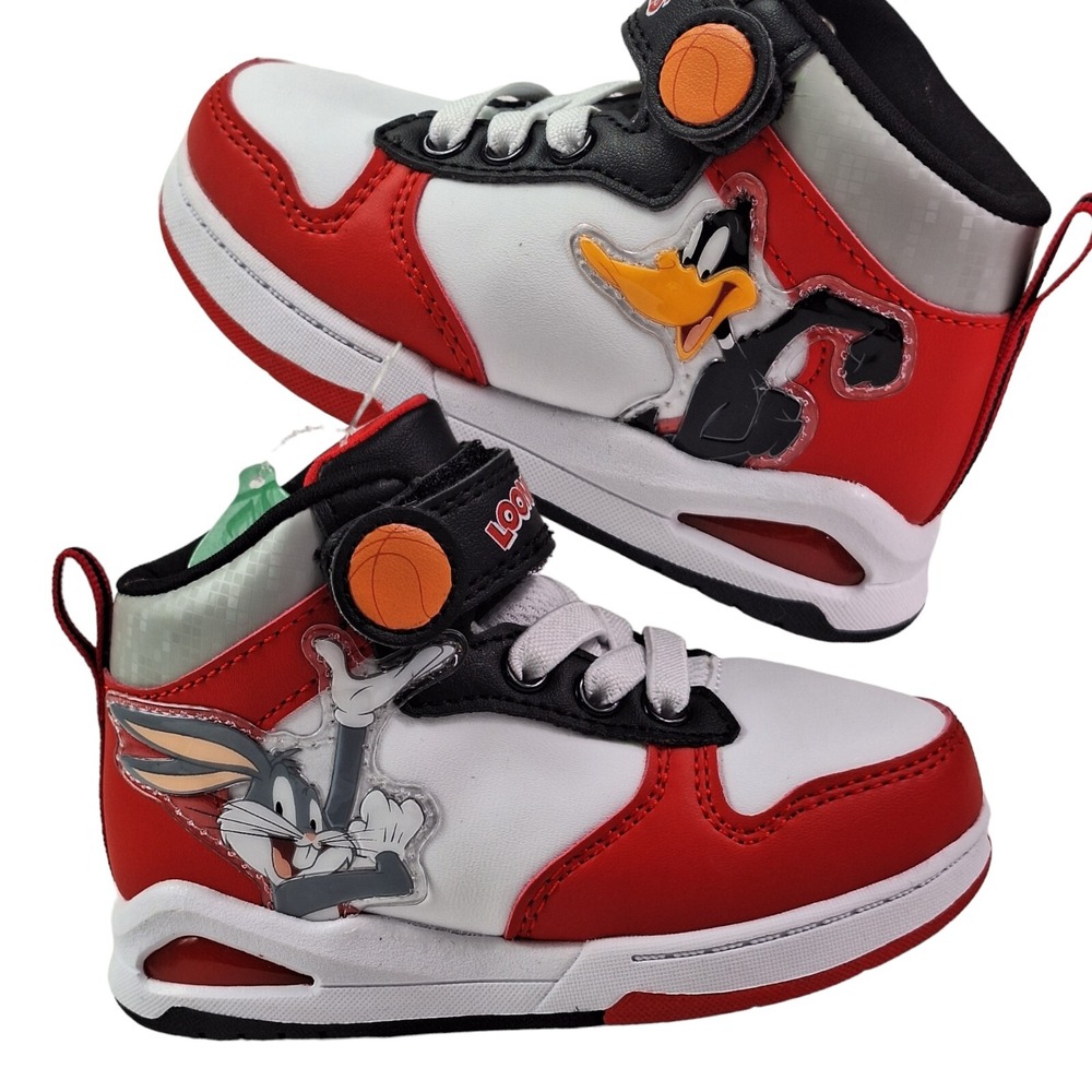 Looney Tunes High Top Shoes Size 9 (17cm) Little Kids Bugs Bunny Daffy Duck New - Picture 10 of 16